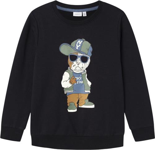 Name It Nkmoklokken LS Sweat BRU BOX Str 116 - Blå Sweatshirts hos Magasin