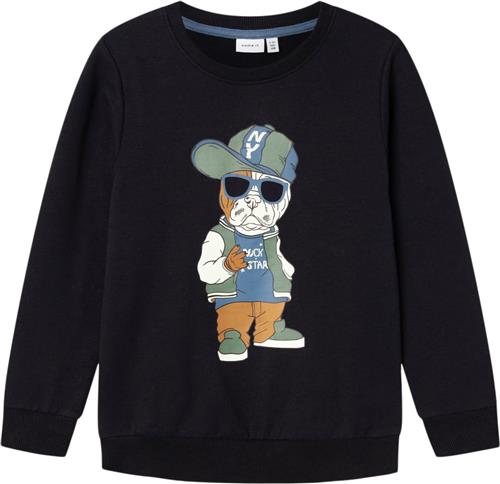 Name It Nkmoklokken LS Sweat BRU BOX Str 122/128 - Blå Sweatshirts hos Magasin