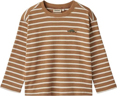 Wheat Langærmet Tshirt Malthe Str 3 år / 98 cm - Caramel Stripe Langærmede T-shirts Bomuld hos Magasin