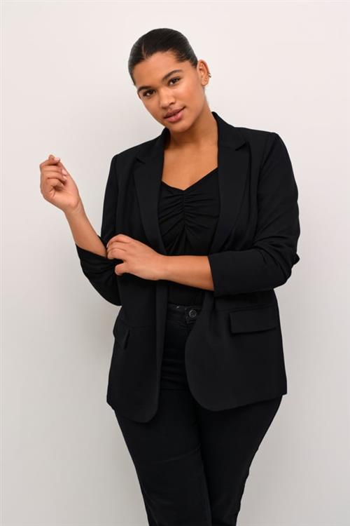 Kaffe Curve Kcsakira Blazer Kvinde Black Deep Blazere Tight Fit Str 46 - hos Magasin