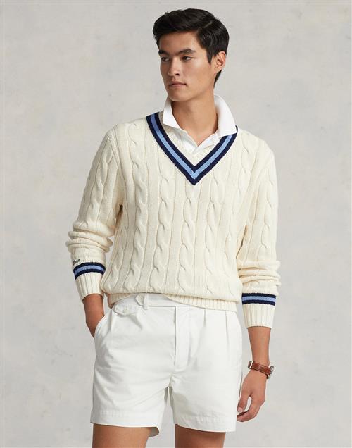 Se Polo Ralph Lauren 1/45 Cotton-lsl-plo Mand Cream W/ Navy Stripe Sweaters Str L - Bomuld hos Magasin ved Magasin