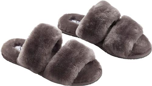 NATURES Collection Slippers Straps (of 100 New Zealand Sheepskin) Dark Grey Kvinde Dark Grey Hjemmesko Str 40 - hos Magasin