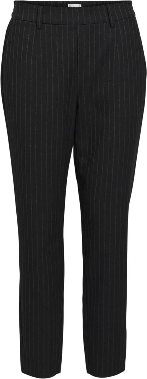 Se Object Objlisa Slim Pant AOP Noos Kvinde Black/grey Bukser Med Smalle Ben Straight Fit Str 36 - hos Magasin ved Magasin