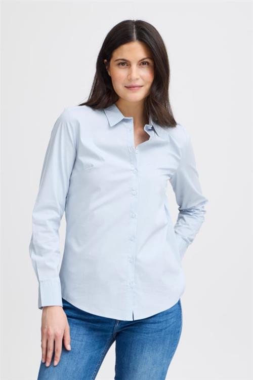 Fransa Zashirt 1 Shirt Solid Kvinde Cashmere Blue Langærmede Skjorter Regular Fit Str XL - hos Magasin