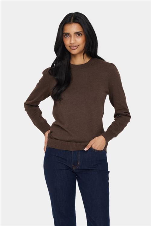 Se Saint Tropez Milasz Pullover Kvinde Dark Oak Melange Sweaters Regular Fit Str XL - hos Magasin ved Magasin