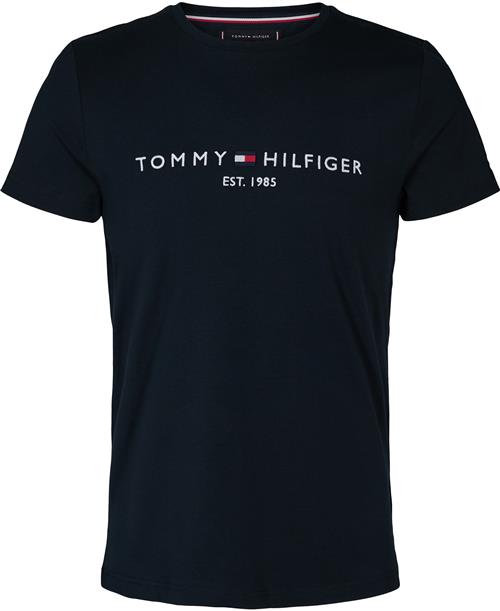 Tommy Hilfiger Core Tommy Logo TEE Mand Blå Kortærmede T-shirts Str L - Bomuld hos Magasin