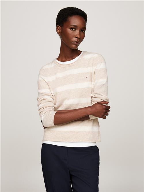 Tommy Hilfiger Soft Wool CNK LS Sweater Kvinde Classic Beige Htr/ivory Petal Htr Langærmede Bluser Str S - hos Magasin