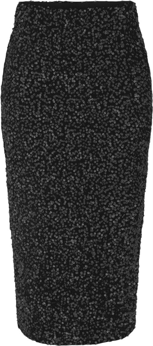 Pieces Pckam HW Midi Skirt BC Kvinde Black/black Sequins Midi Nederdele Str S - hos Magasin