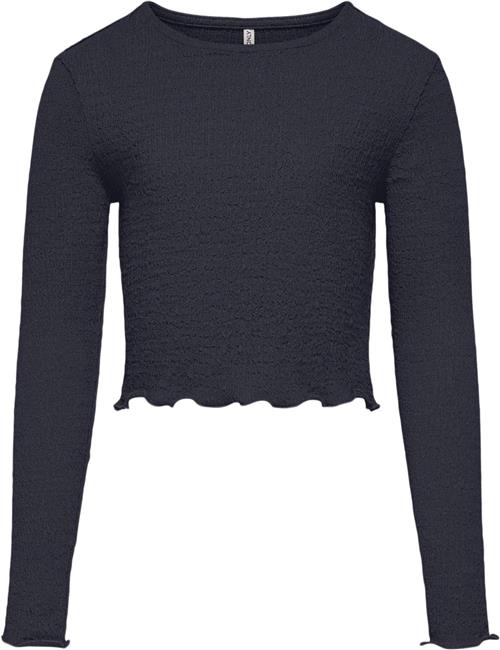 ONLY Kogemma Structure L/S TOP FF JRS Str 158/164 - Blå Langærmede T-shirts hos Magasin