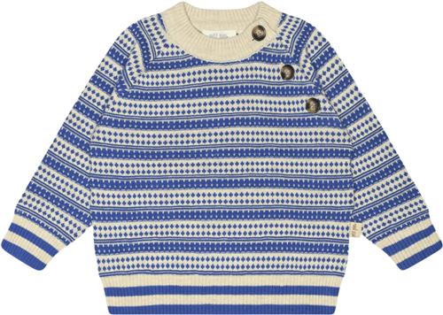 PETIT PIAO Oneck Light Nordic Knit Sweater Kvinde Off White/deep Co Sweaters Str 122 cm - Bomuld hos Magasin