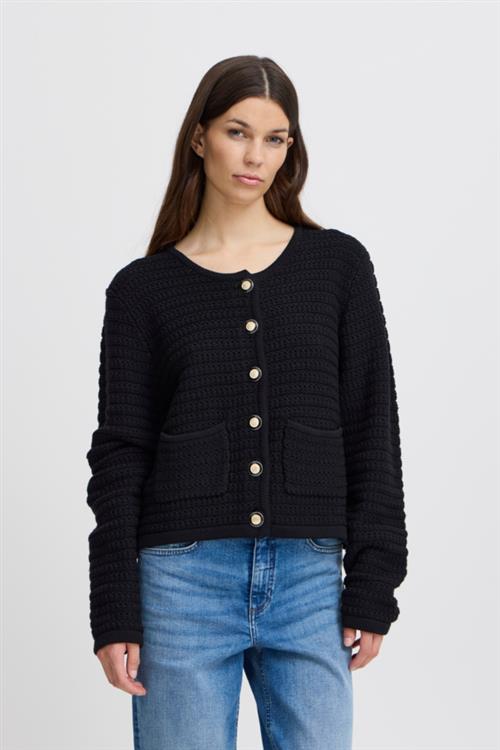 Se ICHI Ihbeccas CA Kvinde Black Cardigans Regular Fit Str XS - hos Magasin ved Magasin