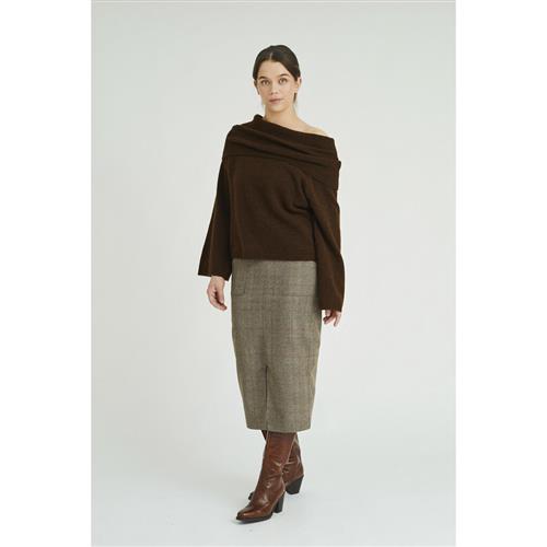 A-VIEW Penny Offshoulder Knit Blouse Kvinde Brown Sweaters Str XS - hos Magasin