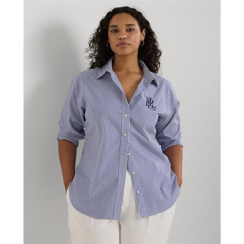 Lauren Ralph Lauren 50S STR Pure Pressshirt Kvinde Blue/white Langærmede Skjorter Str 2X - hos Magasin