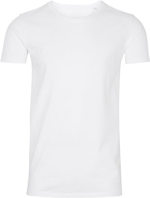 Se Lindbergh Mens Stretch Crew Neck tee S/S Mand Hvid Kortærmede T-shirts Slim Fit Str L - hos Magasin ved Magasin