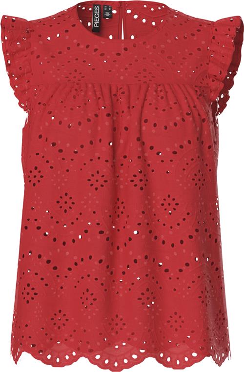 Pieces Pcvilde SL TOP Noos Kvinde Poppy Red Toppe Regular Fit Str XL - hos Magasin