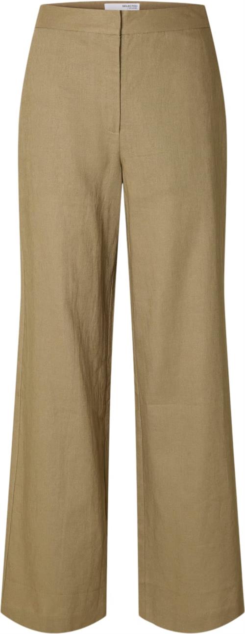 Se Selected Femme Slftaniaeliana HW Wide Pant EX Kvinde Covert Green Bukser Str 36 - hos Magasin ved Magasin