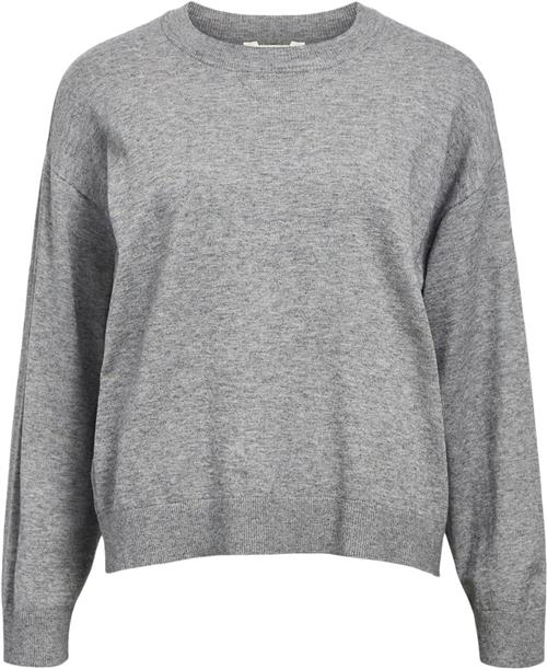 Se Object Objthess OZ L/S Knit Oneck Pullove Kvinde Medium Grey Melange Toppe Str XL - hos Magasin ved Magasin