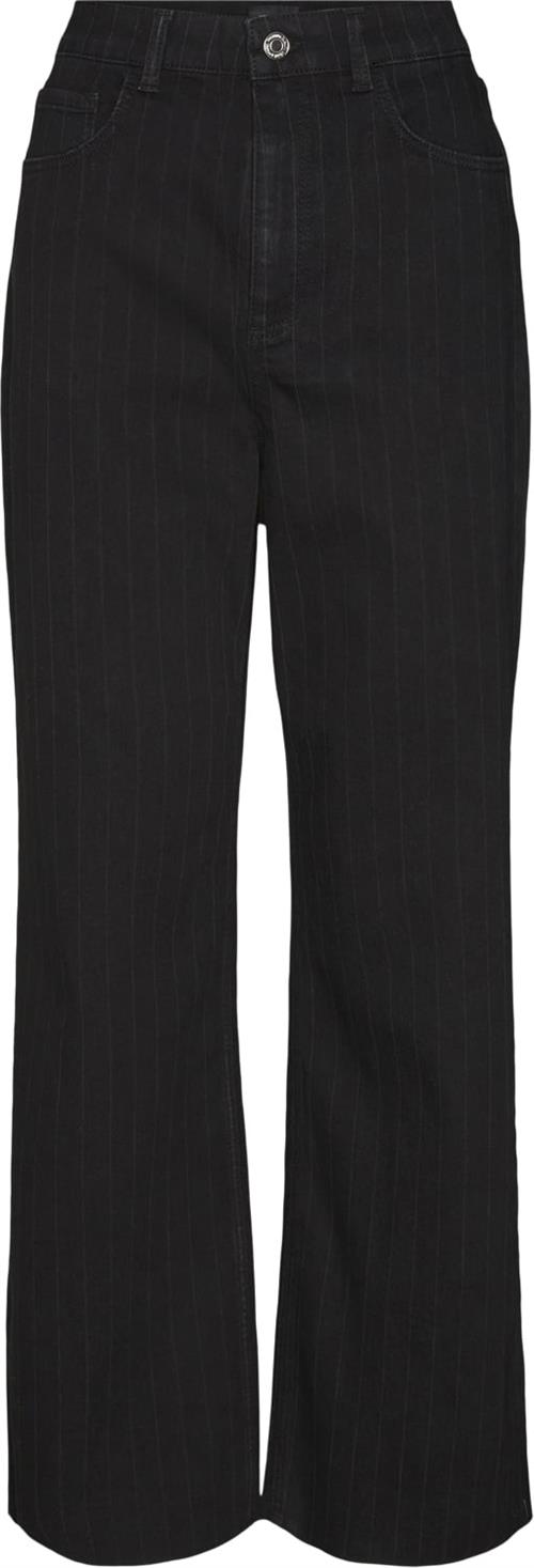 Se Vero Moda Vmrebecca HR REG Wide Strip DNM JEA Kvinde Black Denim/stripes Wide Jeans Str "30/""34" - hos Magasin ved Magasin