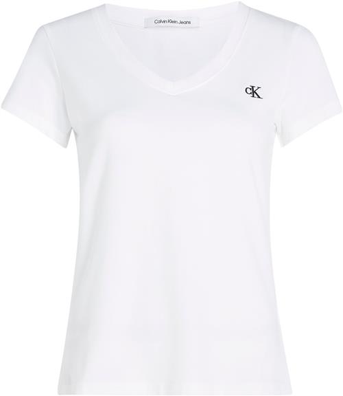 Se Calvin Klein CK Embroidery Stretch Vneck Kvinde Yaf Kortærmede T-shirts Str XS - hos Magasin ved Magasin