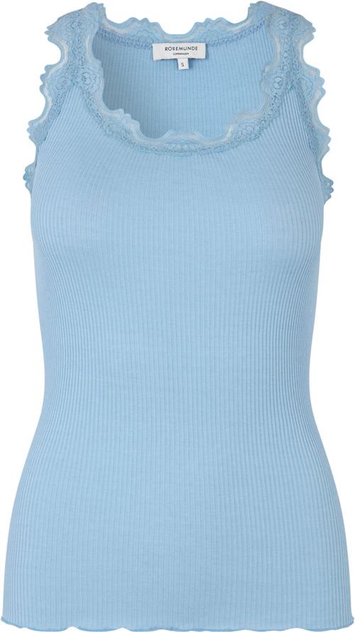 Rosemunde Silk top w/ Lace Kvinde Heaven Blue Toppe Str L - hos Magasin