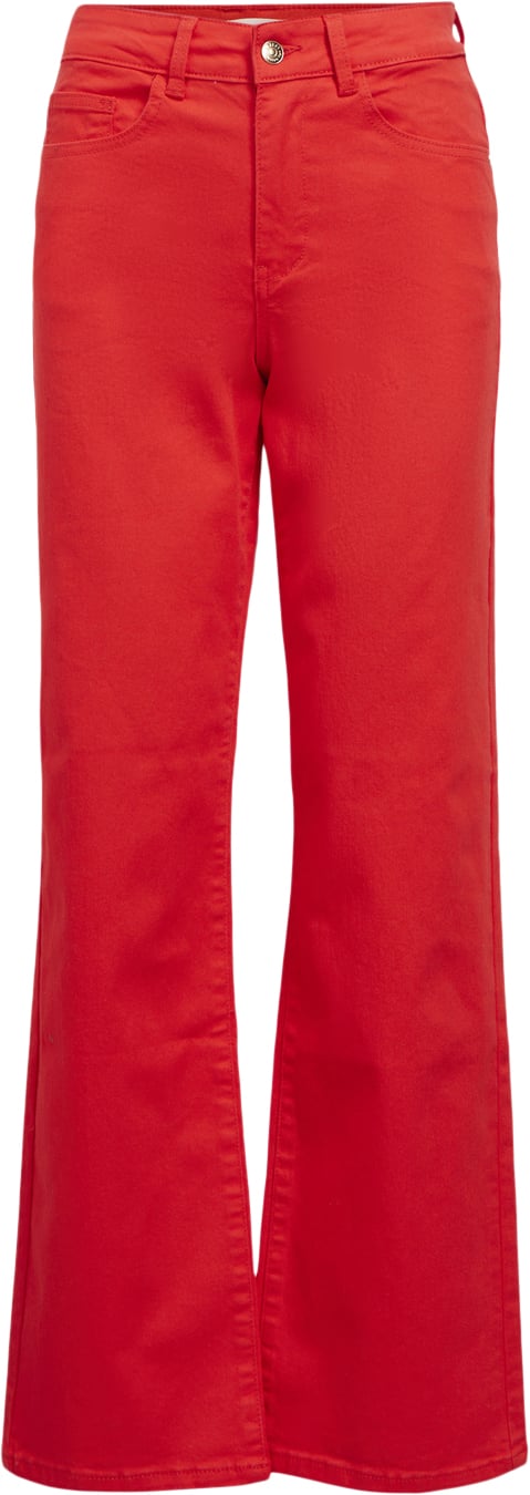 Se Object Objmarina MW Twill Jeans Noos Kvinde Flame Scarlet/col Flared Jeans Loose Fit Str XL - hos Magasin ved Magasin