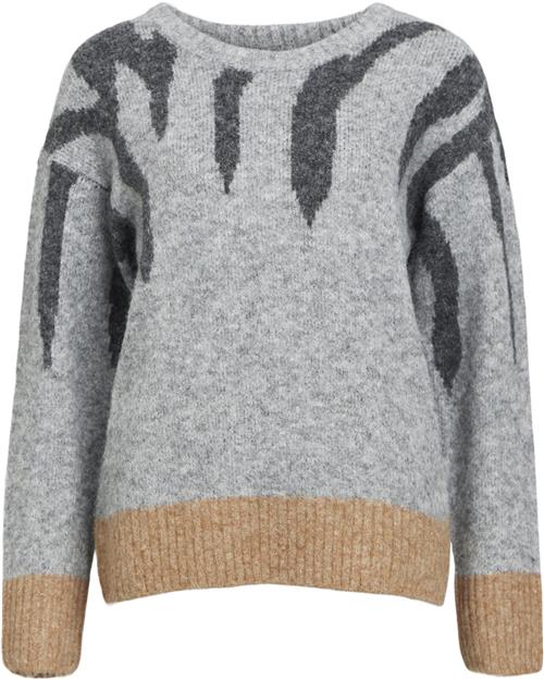 Object Objrabu Knit L/S RE Pullover 134 Kvinde Light Grey Melange/dark Grey Melang Toppe Str M - hos Magasin