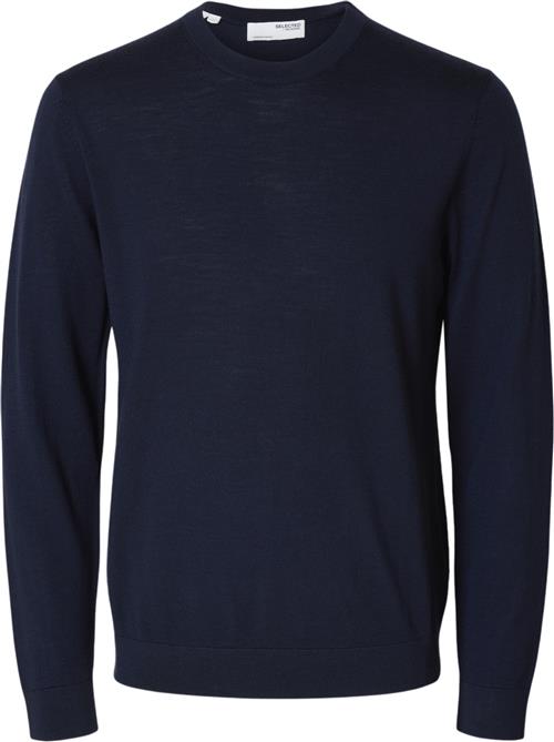 Selected Homme Slhtray LS Knit Merino Crew Neck NO Mand Blå Sweaters Regular Fit Str XXL Merino - hos Magasin