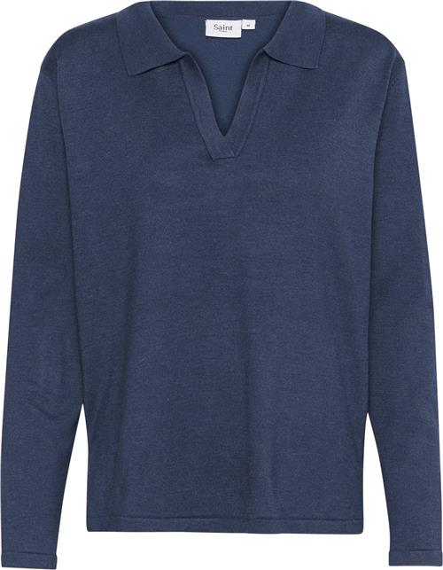 Saint Tropez Milasz Polo Pullover Kvinde Titan Melange Sweaters Str S - hos Magasin