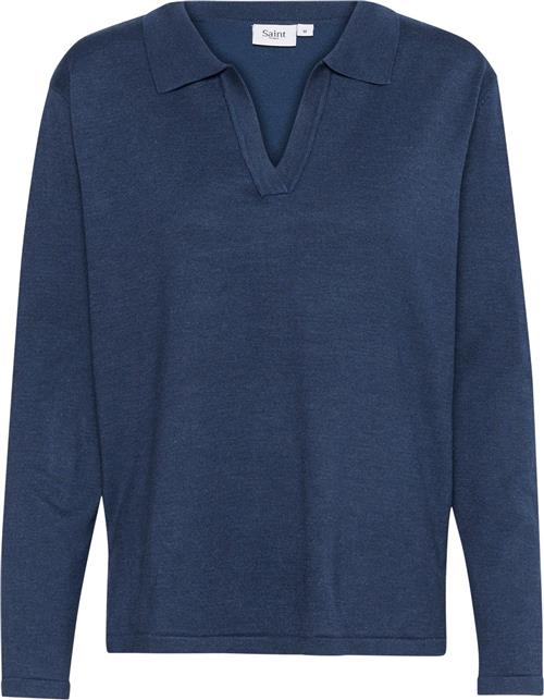 Se Saint Tropez Milasz Polo Pullover Kvinde Titan Melange Sweaters Str M - hos Magasin ved Magasin