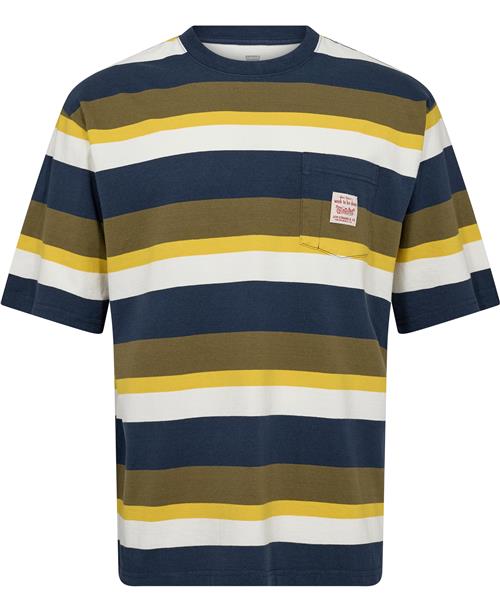 Levi's SS Workwear TEE Blocking Strip Mand Blå Kortærmede T-shirts Loose Fit Str S - Bomuld hos Magasin