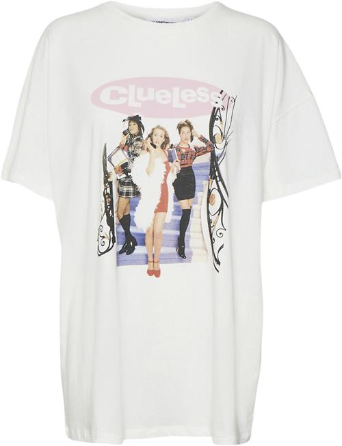 Something New Snemma SS Oversize TEE Clueless Kvinde Star White/clueless Print Kortærmede T-shirts Str S - hos Magasin