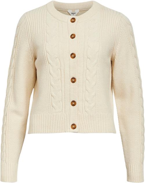 Se Object Objdoris RE L/S Knit Cardigan Noos Kvinde Sandshell/melange Cardigans Str L - hos Magasin ved Magasin