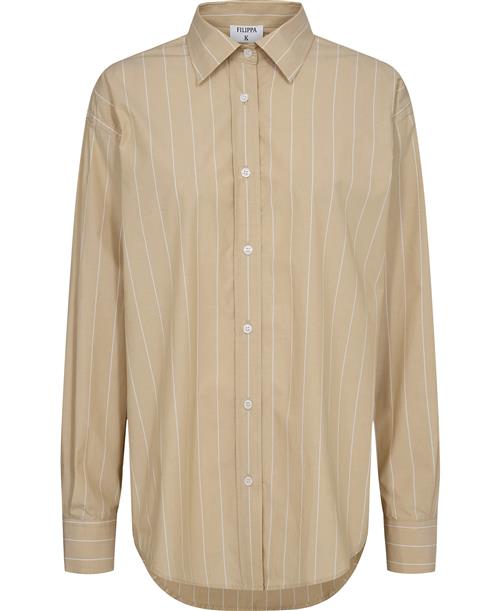 Filippa K Stripe Poplin Shirt Kvinde Dark Yello Langærmede Skjorter Str 40 - hos Magasin