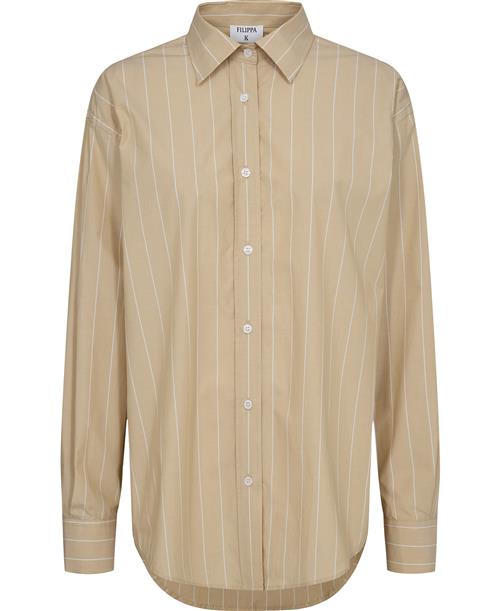 Filippa K Stripe Poplin Shirt Kvinde Dark Yello Langærmede Skjorter Str 38 - hos Magasin