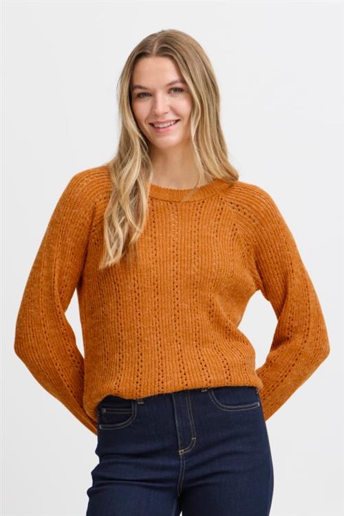 Fransa Freretta PU 6 Kvinde Desert Sun Melange Sweaters Regular Fit Str L - hos Magasin