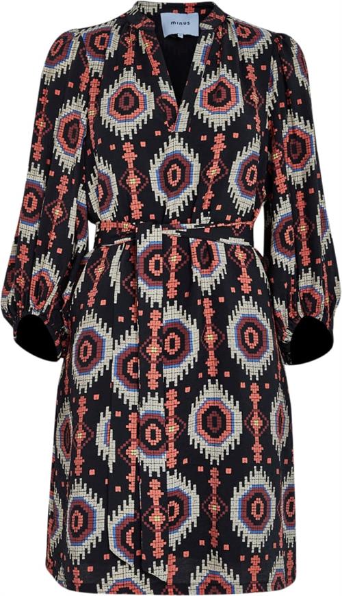 Minus Mscora Short Dress Kvinde Madder Brown Print Korte Kjoler Str 40 - hos Magasin