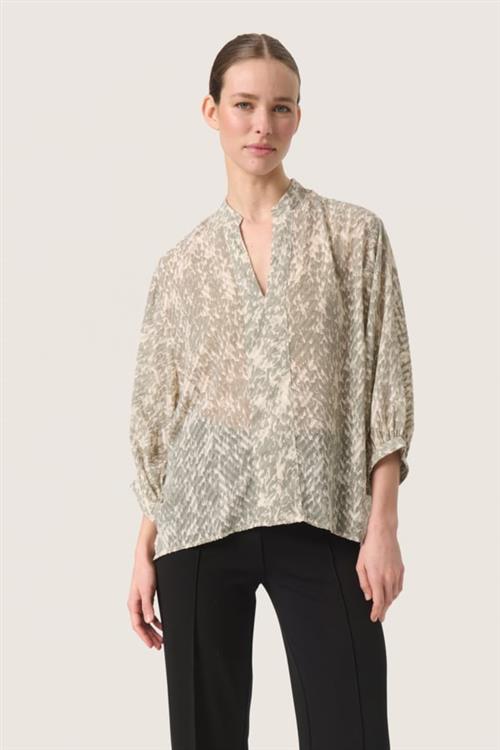 Soaked in Luxury Slosaka Amily Blouse Kvinde Shadow Drop Print Langærmede Bluser Loose Fit Str L - hos Magasin