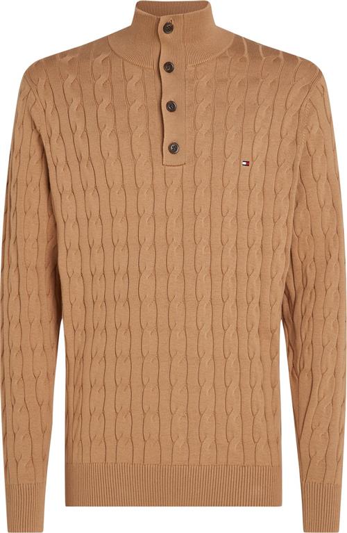 Tommy Hilfiger Classic Cotton Cable Bttn Mock Mand Safari Canvas Sweaters Str S - hos Magasin