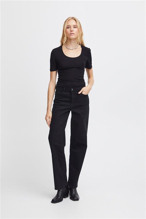 ICHI Ihtwiggy Straight Long Kvinde Black Straight Jeans Loose Fit Str 33/32 - hos Magasin