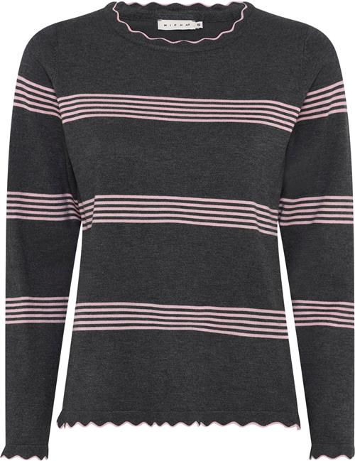 Micha BB Jumper_ Bbviscosestripeknit Kvinde Grey/rose Sweaters Str L - hos Magasin