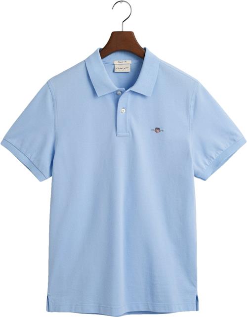 Se Gant REG Shield SS Pique Polo Mand Capri Blue Kortærmede Poloer Str S - hos Magasin ved Magasin