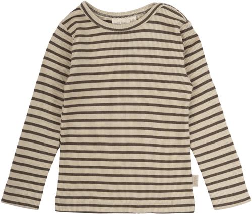 Se PETIT PIAO Tshirt L/S Modal Striped Str 80 cm - Chocolate Brown/d Langærmede T-shirts Bomuld hos Magasin ved Magasin