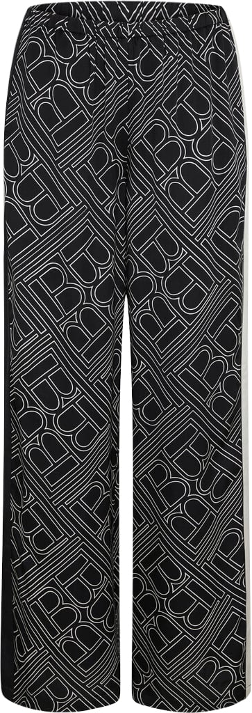 Bruuns Bazaar Floretbbrina Pants Kvinde Dark Logo Print Bukser Med Lige Ben Str 44 - Viskose hos Magasin