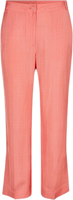 Stine Goya Sgmanu, 2124 Textured Viscose Kvinde Coral Bukser Med Lige Ben Str S - hos Magasin