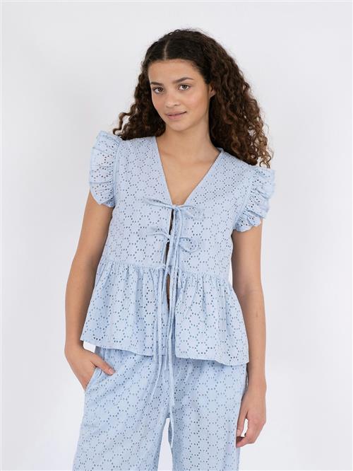 Neo Noir Palasi Broiderie Top Kvinde Light Blue Toppe Str 42 - hos Magasin