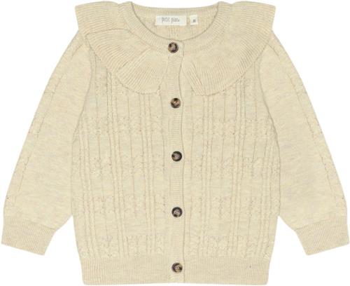 PETIT PIAO Cardigan Knit Cabel Collar Kvinde Dark Off White Cardigans Str 104 cm - Bomuld hos Magasin