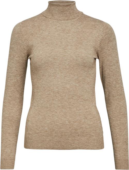 Object Objthess L/S Rollneck Knit Pullover Kvinde Desert Taupe/melange Toppe Str L - hos Magasin