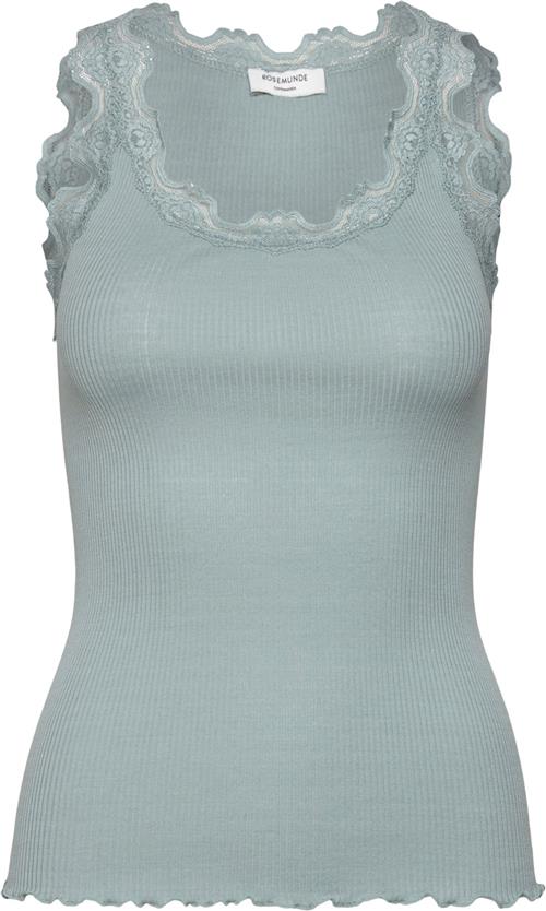 Rosemunde Silk top w/ Lace Kvinde Blå Toppe Str L - hos Magasin