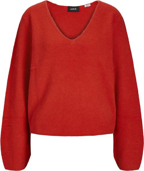 Se JJXX Jxevi Vneck Knit SN Kvinde Fiery Red Toppe Loose Fit Str S - hos Magasin ved Magasin