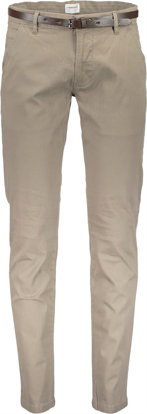 Lindbergh Chino m. Bælte & Stretch Mand Sand Chinos Str 32/34 - hos Magasin